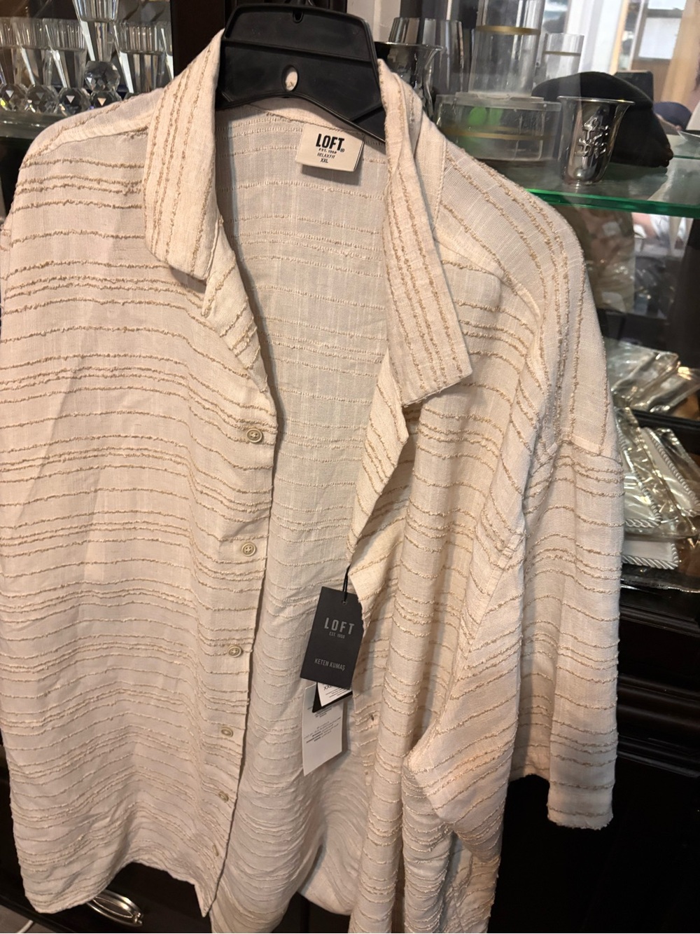 LOFT Cream Jacket with Subtle Gold Stripes
